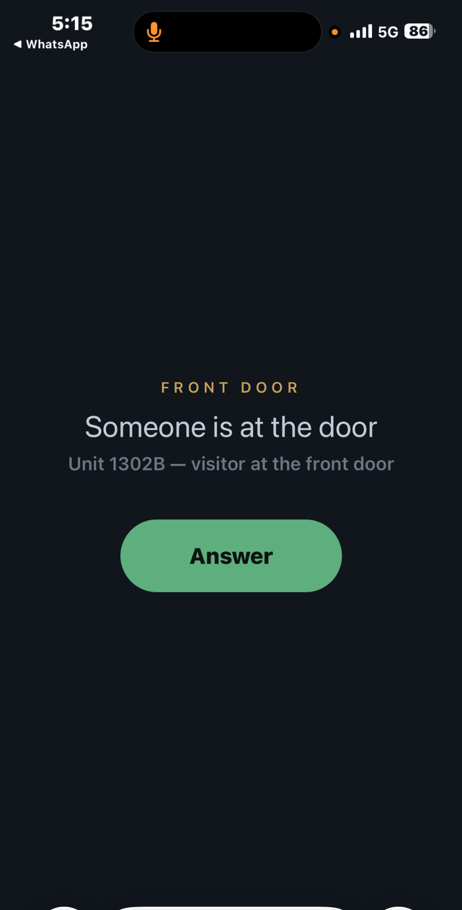 Resident answer screen