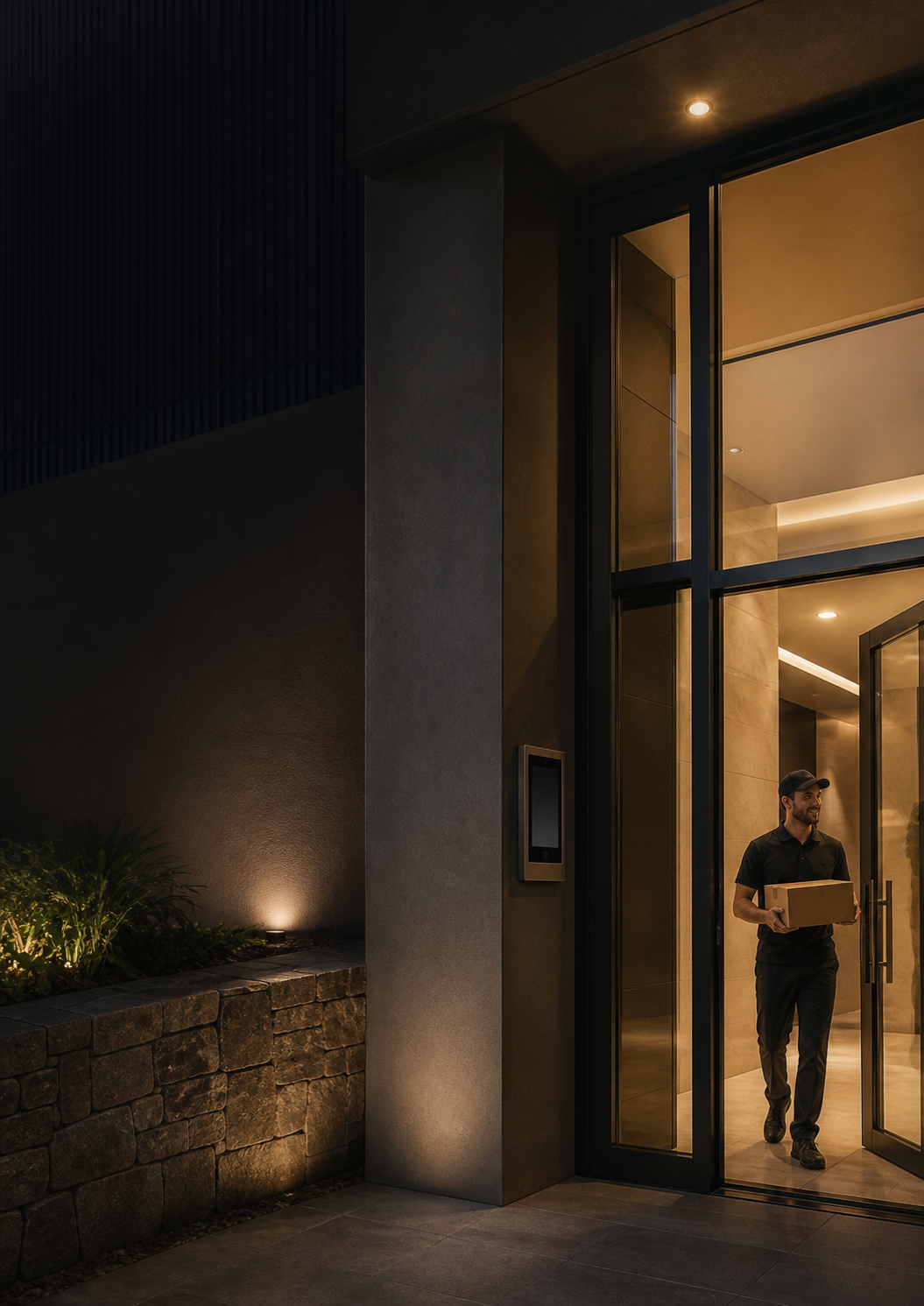 Modern apartment building entrance